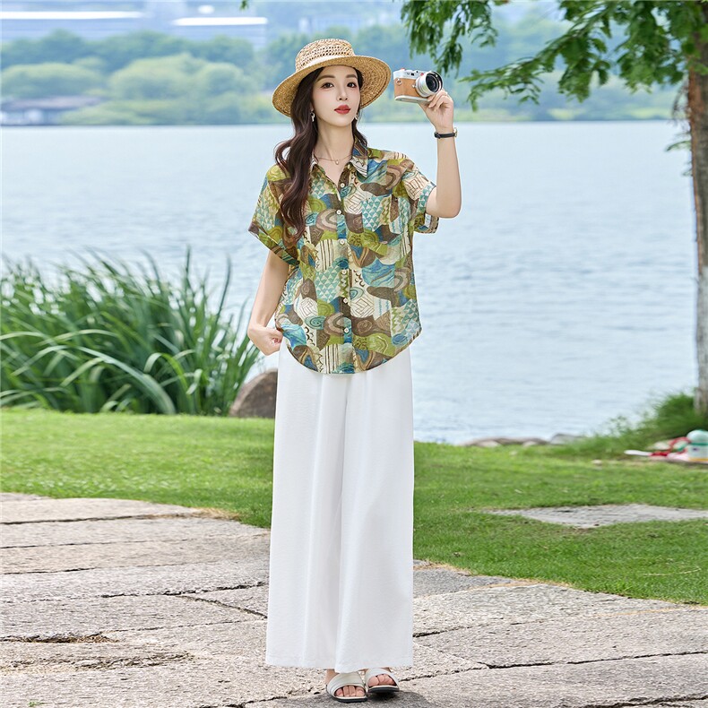 现货！2026年夏季时尚简约大方气质优雅宽松休闲两件套裤套装女,女装套装/套裙,衣之秀