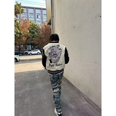 网图有货美式街头拼色骷髅骑手刺绣棒球服外套男女A878-P85，女装短外套，星座1505