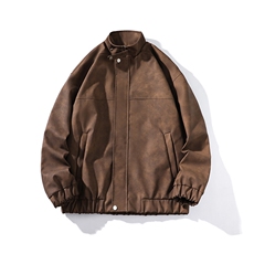 秋季宽松夹克男港风复古怀旧美式骑行机车服PU皮衣外套JK667-P95，男装夹克，星座505-3