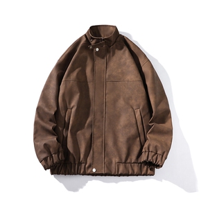 秋季宽松夹克男港风复古怀旧美式骑行机车服PU皮衣外套 JK667-P95图片