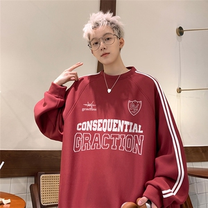 24新款  春装时尚百搭套圆领织带拼色插肩袖潮流卫衣B903 P45控68图片