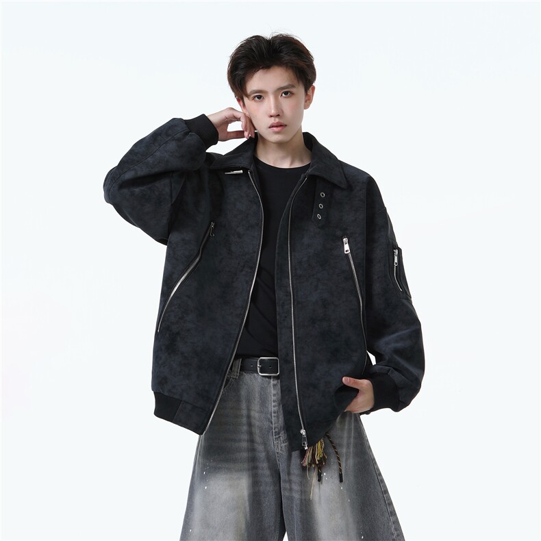 PY2503/特P75秋装新款宽松皮衣皮夹克男休闲百搭潮流痞帅上衣外套,男装夹克,电商B210