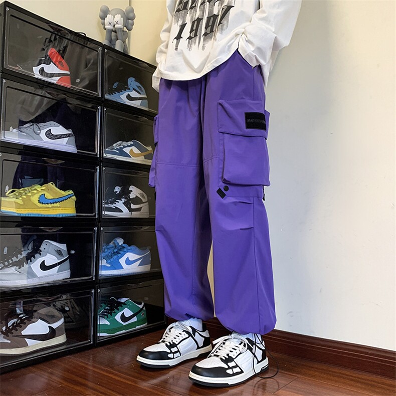港风工装休闲裤男宽松直筒束脚伞兵裤KP803 P55图片