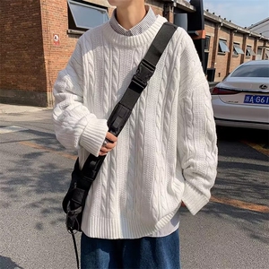 美式街头设计感圆领毛衣男慵懒风休闲针织衫M5558P50图片