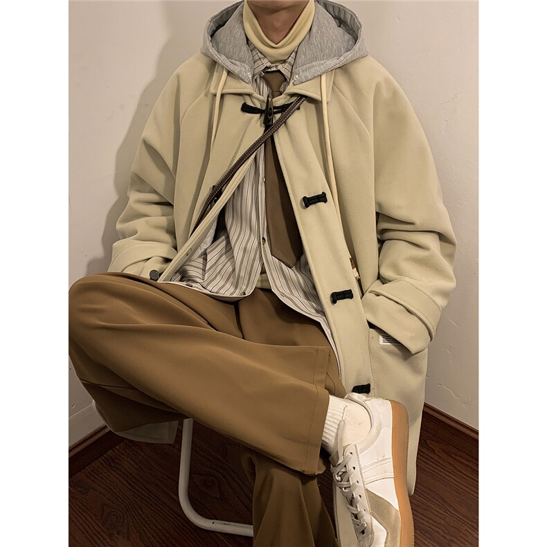 1港风室内牛角扣加棉呢大衣男可拆卸帽外套男FY8716P138控188，男装毛呢大衣，星座226-2