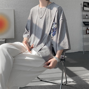 T10121-特批30 控58 百搭小熊吊坠冰丝短袖T恤夏季新款高品质大码图片