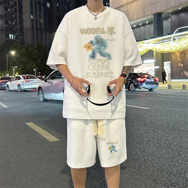 套装！华夫格套装短袖T恤短裤男TZ226-特P38,男装牛仔裤,电商B367
