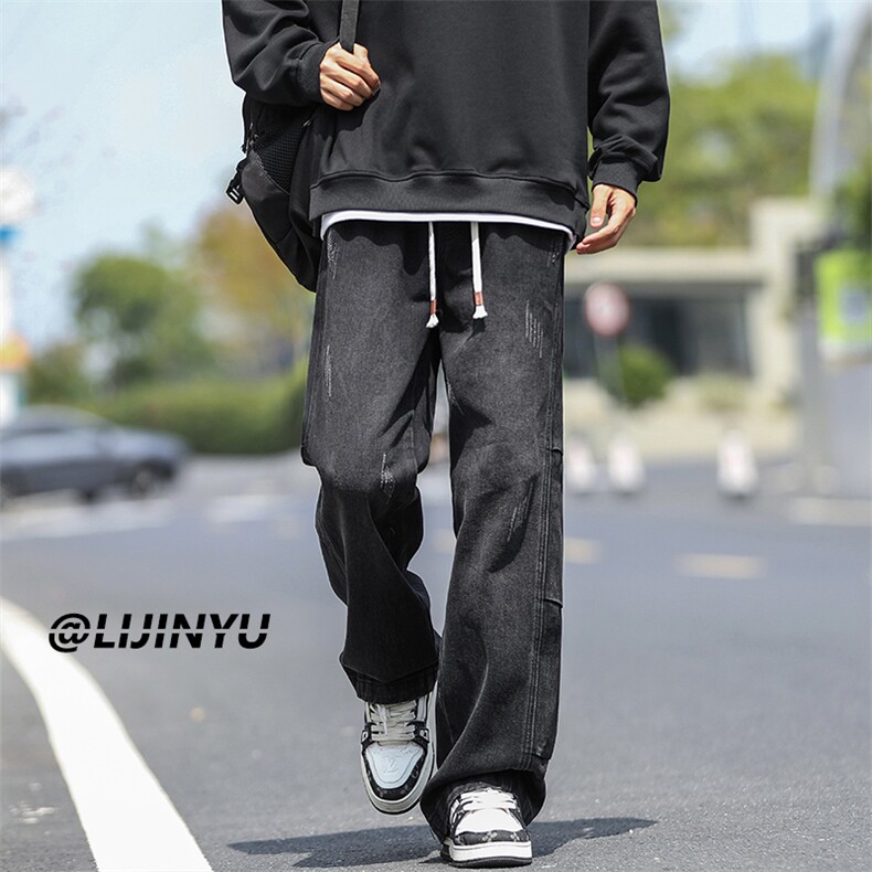 解构牛仔裤男士2024新款美式高街宽松直筒休闲长裤K750-特批-45图片