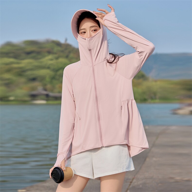 冰感透气连帽防晒衣女2025夏季新款UPF50+防紫外线薄款防晒服外套,女装防晒衣,悦祺