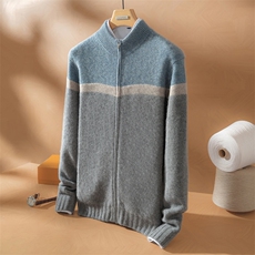 2025年秋季新款百搭男士5针加密撞色拉链开衫,男装羊绒套衫,九爵羊绒, 2025年秋季新款百搭男士5针加密撞色拉链开衫,男装羊绒套衫,九爵羊绒,