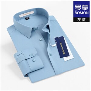 夏秋季纯棉有口袋衬衫男士长袖休闲中年衬衣高级感商务寸衫图片