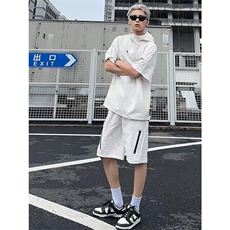 【连帽泡泡纱防晒衣】夏季潮牌短袖百搭宽松T恤套装TZ113-P68，男装防晒衣，星座1213