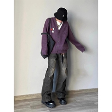 水貂毛开衫毛衣男秋冬cleanfi痞帅宽松情侣针织衫外套MZ892-P61，男装针织衫/毛衣，星座412-3