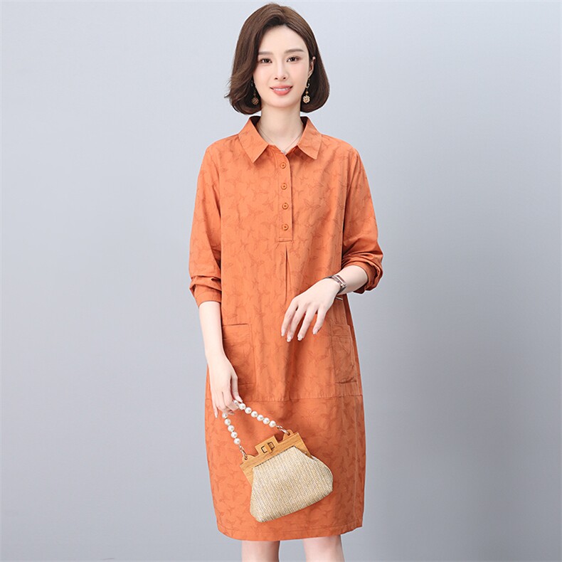 连衣裙2026新款女春秋中长款显瘦中年妈妈时尚洋气提花裙子潮,女装连衣裙,独衣靓