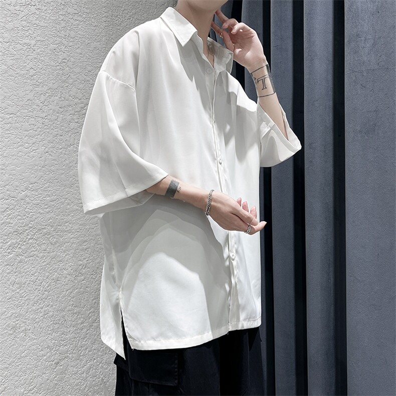 爆主推纯色净版宽松男士6色短袖衬衫A071-C15-P35,男装T恤,电商A071