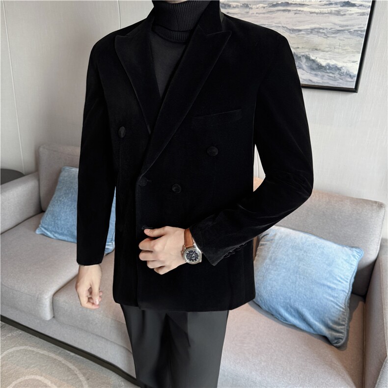 秋冬厚款金丝绒面料双排扣西服上衣结婚礼服西装外套DX947-P158,男装西服套装,电商A213