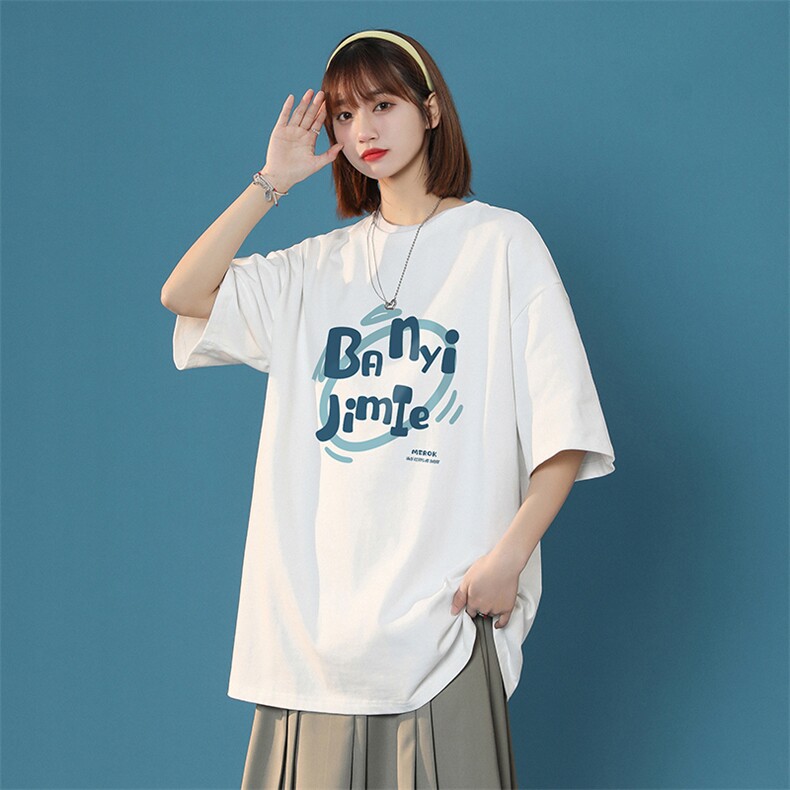 HXT1009TP25-控价39 情侣短袖T恤夏季潮牌印花圆领中性风T恤男女图片