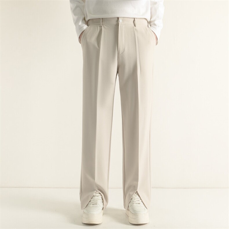 西装长裤男生宽松前开叉港风阔腿西裤男流行休闲直筒裤K22，男装西裤，星座1116A-2（原606A-1）