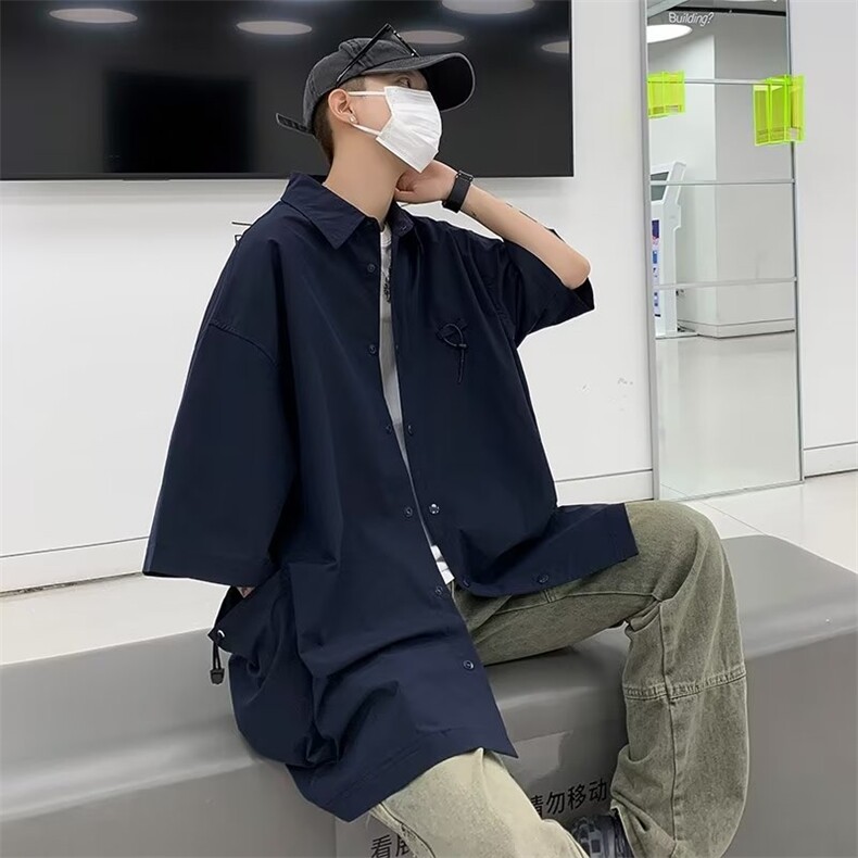 夏季新款衬衫潮流慵懒男方领衬衫AT36P35,男装衬衫,星座1116-2