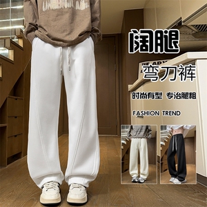 2026春季新款拼接拖地弯刀裤男大码复古直筒休闲裤K5630特P35控68图片