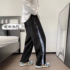 排扣裤子男秋冬季ins潮宽松毛呢休闲裤K1136P35，男装休闲裤，星座1116-2
