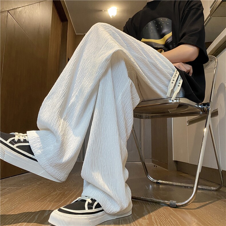 夏季新款高级纹理垂感冰丝裤宽松休闲裤B315-K24195-特p35控68,男装休闲裤,电商B315