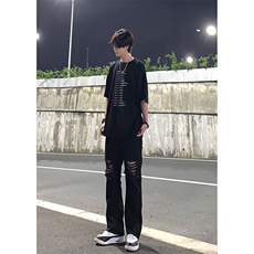 美式高街ins小众破洞牛仔裤货号K751P60，男装牛仔裤，电商A063