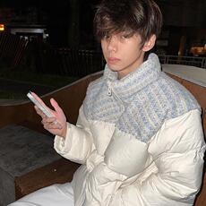 潮高级感针织拼接立领羽绒棉服加厚小众情侣面包服Y321-P88网图，男装棉衣，电商B245