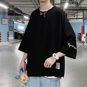 胖子短袖T恤男夏季宽松加肥大码oversize上衣ins潮牌半袖体恤男装图片