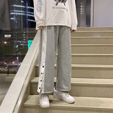 阔腿裤男士直筒裤侧排扣裤宽松篮球裤运动裤百搭休闲裤K4030-p35,男装休闲裤,星座1008-1