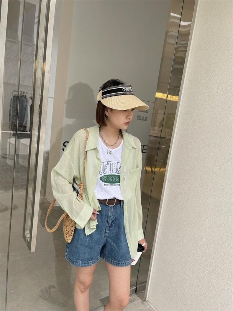 现货夏季衬衫两件套配背心,女装衬衫,主品