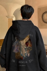 CT1029-TP55控价78春重磅300g连帽卫衣男2023美式复古印花外套，男装卫衣，电商A102-1