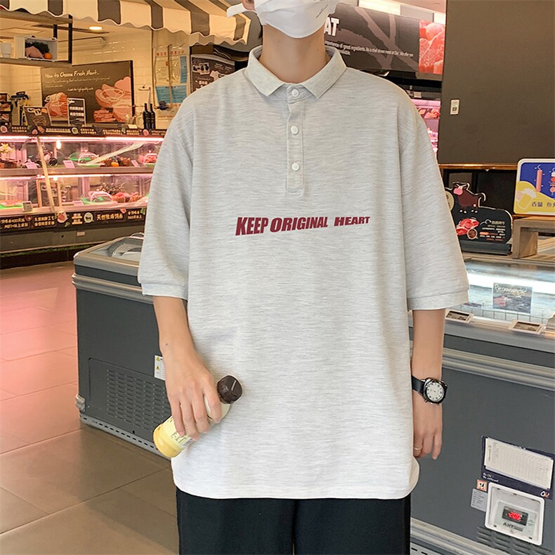 PL57071-P35 翻领短袖polo衫男大码胖子半袖t恤男有领保罗衫 模特图片