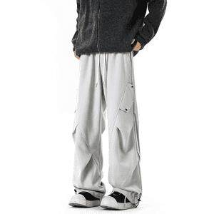 黑色双褶A字高腰阔腿裤男款高级感垂坠感西裤cleanfit宽松休闲裤,男装工装外套,星座1013-1