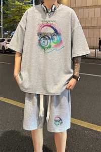 套装！ 华夫格套装短袖T恤短裤男 TZ243-特P 38图片