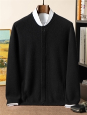 2025年秋季羊绒衫男士棒球领拉链开衫双面织加厚款针织夹克款毛衣，男装羊绒套衫，星纬羊绒