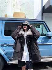 2021冬季新款洋气狐狸大毛领可拆卸时尚保暖羽绒派克服，其它，L·H·X