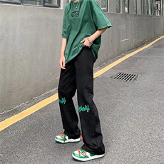 牛仔裤潮牌ins复古水洗情侣宽松直筒长裤男女N0188-P43，男装牛仔裤，星座308B-1