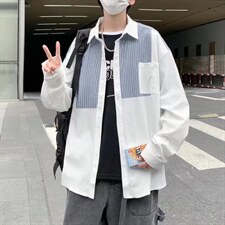 长袖衬衫春款男港风潮流拼接衬衫K8906P34，男装衬衫，星座1116-2