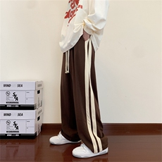XZ221-1/K612/P502025春纯棉情侣双杠条纹百搭直筒运动休闲裤，男装休闲裤，星座221-1