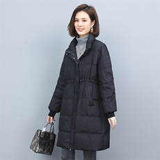 2022冬季新款女装时尚休闲保暖宽松舒适中长款亮面羽绒服女，女装羽绒服，叶笙衣