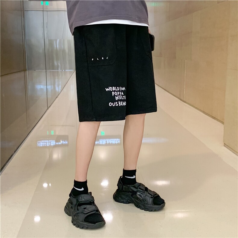 D093-P35控48小众美式复古篮球裤子大码高街潮ins五分裤,男装牛仔裤,星座116