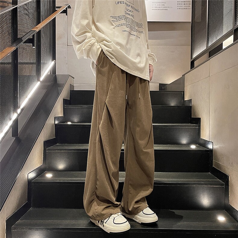 2024新款灯芯绒宽松直筒休闲裤潮流青少年百搭现货K8215-P34,男装休闲裤,星座512-3