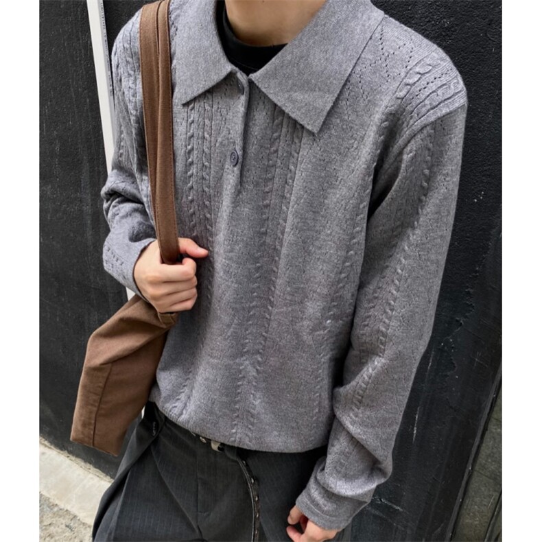 洋气时尚POLO领针织衫秋季新款毛衣上衣翻领宽松显瘦外穿毛衫，男装Polo衫，星座601-1