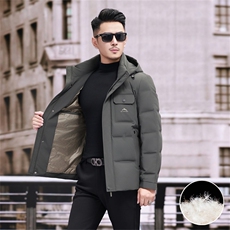 新款中年90绒轻薄羽绒服外套男士秋冬拆卸帽时尚休闲羽绒服夹克，男装夹克，钱塘723