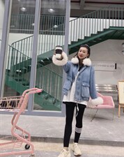 重工袖口狐狸毛狐狸毛领刺绣派克服外套，其它，金地雪