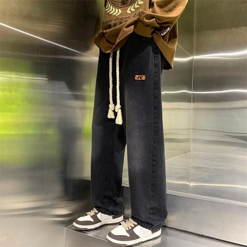 牛仔裤男春季新款大码休闲裤子高街松紧腰N8825P45,男装牛仔裤,星座1116-2