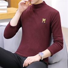 冬季半高领双面绒刺绣M卫衣男加绒加厚保暖打底衫长袖黑337P28，男装卫衣，星座1207