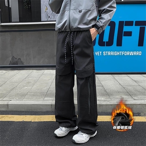 薄款改加绒痞帅加厚保暖银狐绒宽松阔腿裤男K1935J加绒-特P40控78图片