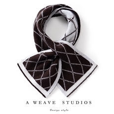 2025年秋季新款菱形格针织小围巾时尚休闲通勤百搭，围巾，亿嘉羊绒